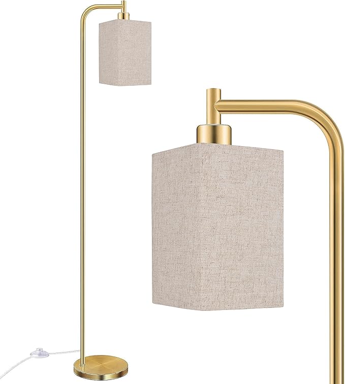 Square Lampshades Set of 2, Linen Lampshades L6.3"x W6.3" x H9.84" High, Easy Assembly Replacement Fabric Shades for Table Lamps Floor Lamps, Beige Color