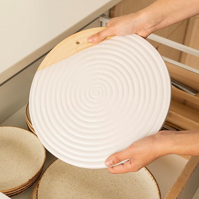 Premium Ceramic Serving Platter, White - 12” Round - Dishwasher Safe, Oven Safe Appetizer Tray for Entertaining - Large Charcuterie Cheese Board Serving Dish Gift - Pizza Stone