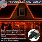 Upgraded Connectable 200 LED Halloween String Lights Outdoor Indoor, 66FT Orange Halloween Decorations Lights 13 Modes, Waterproof Twinkle Fairy Lights Plug in Clear Wire for Tree, Bedroom Decoration