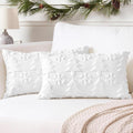 OTOSTAR Set of 2 Xmas Soft Plush Short Wool Velvet Decorative Throw Pillow Covers Rectangular Luxury Style Cushion Case Pillow Shell for Sofa Bedroom Tree and Snowflake White, 12x20 Inch