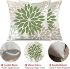 DFXSZ Army Green Pillow Covers 18x18 Inch Set of 2 Flower White Gray Elegant Colored Throw Pillows Outdoor Waterproof Decor for Patio Funiture Garden Living Room Sofa Polyester Pillow Covers 002G18