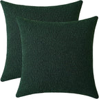 Jeneoo Hunter Green Decorative Square Thick Throw Pillow Covers Fine Textured Boucle Couch Cushion Cases for Livingroom Sofa Decor, Set of 2, 20 x 20 Inch