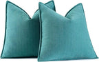 MIULEE Pack of 2 Teal Decorative Pillow Covers 20x20 Inch Soft Chenille Luxurious Couch Throw Pillows Farmhouse Cushion Covers with Elegant Design for Sofa Bedroom Living Room Home Decor