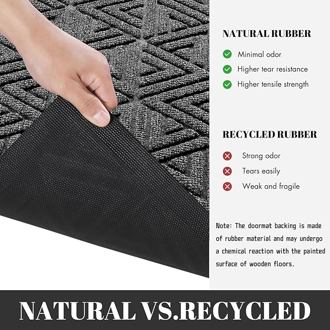 Yimobra Outdoor Mats for Front Door, Stops Mud & Dirt at Entrance, Fits Garage & Patio, All-Weather Waterproof Non Slip Outdoor Indoor Welcome Mat, 29.5x17 Mix Grey