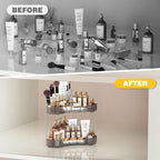2-Tier Corner Bathroom Counter Organizer with Top Toothbrush Holders,Large Makeup Organizer Countertop with Brush Holder,Skincare Organizers Corner,Exquisite Vanity Organizer (Gray, 2 Tier)