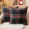 MIULEE Christmas Plaid Decorative Throw Pillow Covers Set of 2 Scottish Tartan Vintage Farmhouse Winter Cuhion Case Pillow Covers for Couch livingroom Sofa Bed Porch Home Decor 20x20inch Black