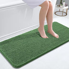 OLANLY Bathroom Rugs 47x20, Extra Soft Absorbent Chenille Bath Rugs, Rubber Backing Quick Dry, Machine Washable Bath Mats for Bathroom Floor, Tub and Shower, Home Decor Accessories, Olive Green