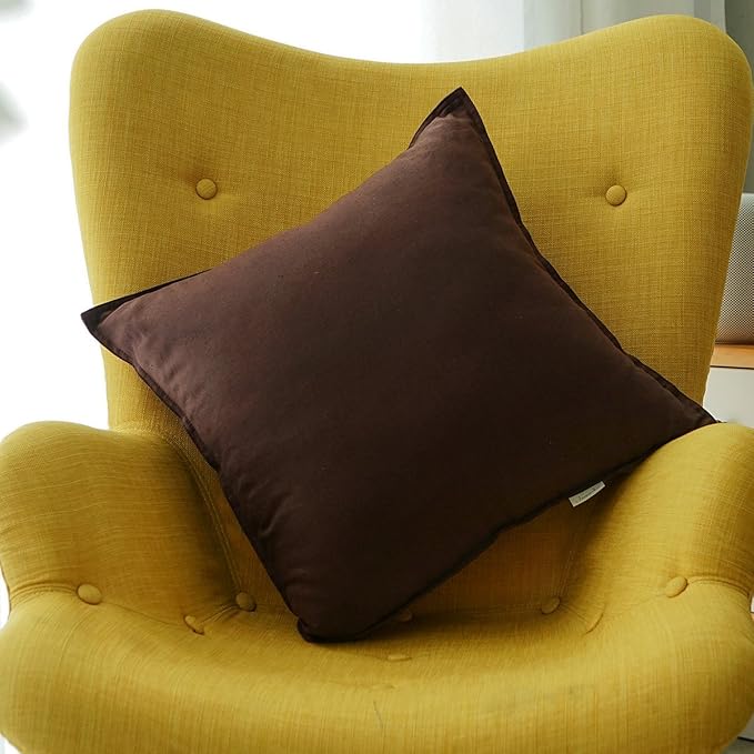 Jeanerlor SureGuard Pillowcase Cousion Cover Decor Cotton Linen with Unique Design to Embellish Study Room/House/Office, 20"x20"(50 x 50cm), Brown
