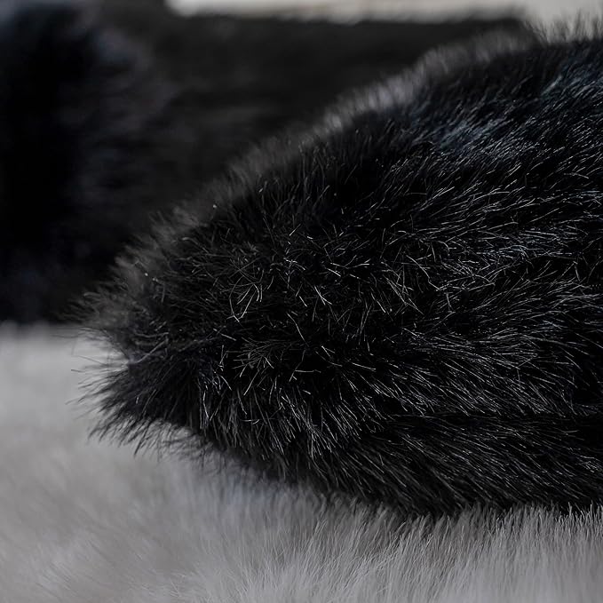 Neelvin Black Faux Fur Cozy Fluffy Double-Sided Decorative Throw Pillow Covers 12x20 inch Set of 2,Velvet Pillowcase Cushion Case for Sofa Couch