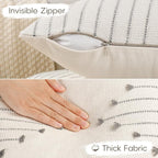 YCOLL Boho Throw Pillow Covers 18x18 Set of 2 Neutral Woven Decorative Pillowcases Cotton Tufted Couch Pillows Modern Farmhouse Accent Cushion Covers for Sofa Couch Bed Living Room Home Decor, Gray