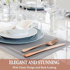 48 Pcs Rose Gold Silverware Set with Steak Knives Service for 8,Stainless Steel Flatware Set,Mirror Polished Cutlery Utensil Set, Kitchen Eating Tableware,Include Fork Knife Spoon Set,Dishwasher Safe