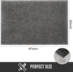 Sturdy Front Door Mat, Absorbent Muddy Dirt Resist Welcome Door Mats Outdoor Indoor, Stain and Fade Resistant, Non-Slip Rubber Backing Low Profile Doormat for Entryway, 47×32, Grey
