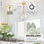 Hammered Glass Pendant Light, Pendant Lights Kitchen Island, Brushed Brass Kitchen Island Light Large 10 inch Gold Glass Ceiling Pendant Lights Over Sink for Hallway Entrance