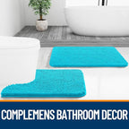 OLANLY Bathroom Rugs 44x24, Extra Soft Absorbent Chenille Bath Rugs, Rubber Backing Quick Dry, Machine Washable Bath Mats for Bathroom Floor, Tub and Shower, Home Decor Accessories, Aqua Sky