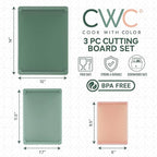 COOK WITH COLOR Extra Large Cutting Board Set, Jumbo-Sized Boards with Rubber Border for Enhanced Cooking Experience, 3-Piece, Blue/Teal