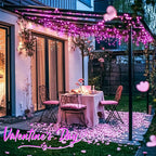 JMEXSUSS 2 Pack Solar Fairy Lights, 33ft 100 LED Pink Outdoor Waterproof, 8 Modes String Lights for Outside Garden Patio Party Decorations