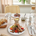 Homienly Wheat Straw Dinner Plates 10 inch, Unbreakable Plates Set, Alternative to Plastic Plates Reusable, Microwave and Dishwasher Safe Plate for Kitchen, Camping, Salad - White