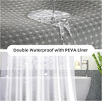 LaCyan 3 in 1 Waterproof Waffle Weave Shower Curtain and Clear Liner Set with 12 Stainless Steel Hooks Double Sided for Bathroom 72 Inches Heavy Duty Polyester Fabric Shower Curtains 72x72