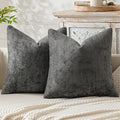 MIULEE Pack of 2 Couch Throw Pillow Covers 18x18 Inch Dark Gray Modern Boho Accent Decorative Pillow Covers Soft Chenille Farmhouse Cushion Covers for Home Decor Bed Sofa Living Room