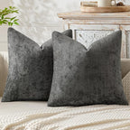 MIULEE Pack of 2 Couch Throw Pillow Covers 18x18 Inch Dark Gray Modern Boho Accent Decorative Pillow Covers Soft Chenille Farmhouse Cushion Covers for Home Decor Bed Sofa Living Room