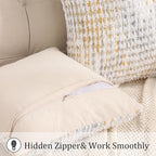 LUOYEHK Boho Throw Pillow Covers 20x20 Inch Set of 2 Chenille Tufted Pillowcase Farmhouse Neutral Cushion Covers for Couch Sofa Bed Living Room, Yellow White