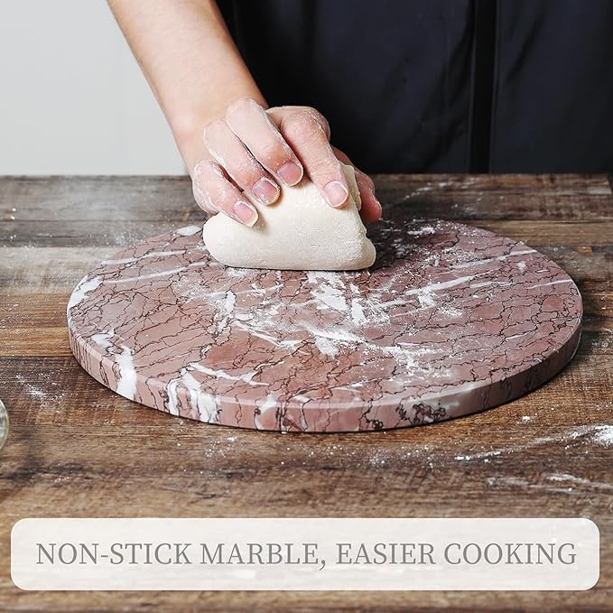 Koville African Marble Cutting Board for Kitchen, 11" Round Hand Crafted Marble Slab for Cheese, Charcuterie, Pastry Board - Wedding Gift, House Warming Gift(AFRICAN LILAC)