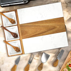 Marble Cutting Board Set, Charcuterie Cheese Boards, 3 Bowls, 3 Spoons, 4 Charcuterie Utensils, Meat, Fruits, Vegetables, Housewarming, Wedding - Marble Blank