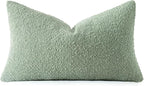 MIULEE Textured Boucle Throw Pillow Cover Greyish Green Accent Solid Lumbar Spring Pillow Case Decorative Soft Pack of 1 Couch Cushion Chair Sofa Bedroom Livingroom Home Decor,12x20 Inch