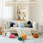 Knot Pillow Ball, Soft Home Decorative Throw Pillows Cushion, Round Changeability Knotted Pillows, Modern Home Handmade Cushions for Bedroom, Sofa, Couch (8 Inch, White)