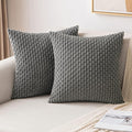 MIULEE Pack of 2 Decorative Throw Pillow Covers 24x24 Inch Soft Boho Striped Textured Corduroy Pillow Covers Modern Farmhouse Home Decor for Couch Bed Sofa Living Room Dark Grey
