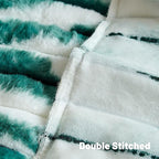 FUTEI Green Decorative Throw Pillow Covers 12x20 Inch Set of 2, Soft Tie-Dye Faux Rabbit Fur Striped Texture Pillow Case, Modern Home Decor for Couch Bed Living Room