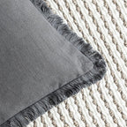Foindtower Set of 2 Decorative Linen Fringe Lumbar Throw Pillow Covers Boho Farmhouse Cushion Cover with Tassels Soft Accent Pillowcase for Couch Sofa Bed Living Room Home Decor,12×20 Inch,Gray