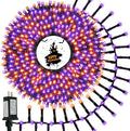 800 LED Halloween Slow Twinkle Cluster Lights, Firecracker Fairy Lights with 15 Modes & Timer Function, 33FT Waterproof String Lights for Indoor Outdoor Tree Halloween Decorations, Orange and Purple