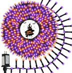 800 LED Halloween Slow Twinkle Cluster Lights, Firecracker Fairy Lights with 15 Modes & Timer Function, 33FT Waterproof String Lights for Indoor Outdoor Tree Halloween Decorations, Orange and Purple