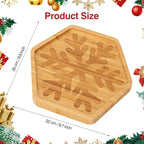WILLKOMMEN Christmas Serving Tray, Bamboo Snowflake Shaped Serving Platter, Charcuterie Board Serving Dishes 10" x 9" for Party Cookie Fruit Tray Cheese Board Plate