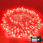 120 LED Red String Lights Outdoor Waterproof, 40ft Red Christmas Lights 8 Modes Clear Wire, Plug in Twinkle Fairy String Lights for Bedroom Christmas Decorations