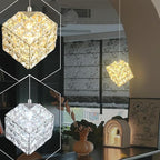 1-Light Modern Chrome Pendant Light Fixtures for Kitchen Island Small Hanging Crystal Chandelier for Bedroom Entryway Living Room Foyer Hallway LED Dimmable Chandeliers for Dining Room