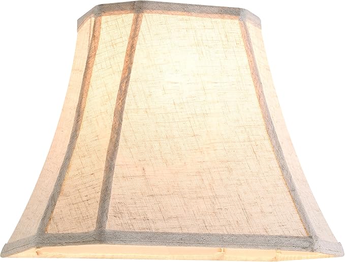 GO&SO 14 Inch Beige Oatmeal Square Lamp Shade for Floor Lamps and Table Lamp,8x14x11"(Spider) Natural Linen Lampshade Replacement,Cut Corner Transitional Easy Assembly Required (Set of 1)