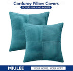 MIULEE Teal Corduroy Pillow Covers Pack of 2 Boho Decorative Spliced Throw Pillow Covers Soft Solid Couch Pillowcases Cross Patchwork Textured Cushion Covers for Living Room Bed Sofa 20x20 inch