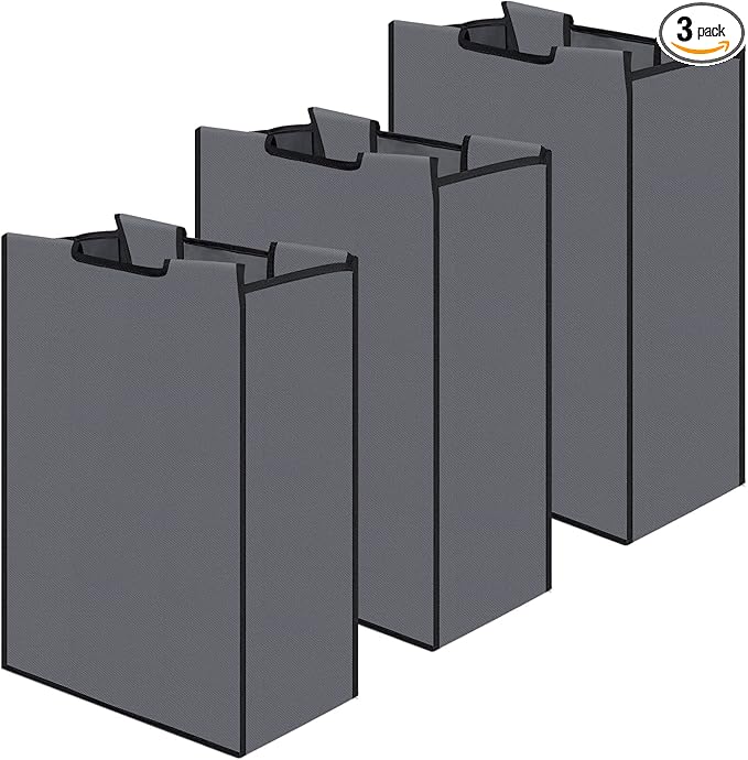 Bonuci 3 Pcs Laundry Sorter Replacement Bags Hamper Cart Removable Replacement Laundry Storage Organizer Bag Hamper Liner, No Hooks 14.76 x 8.66 x 21.65 Inch (Dark Gray)