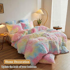 XeGe Rainbow Faux Fur Fluffy Throw Pillow Cases, Plush Shaggy Soft Furry Pillowcases, Tie Dye Velvet Fuzzy Decorative Pillow Covers for Bed Couch Teen Girl Zipper Closure, Set of 2(King, Rainbow)