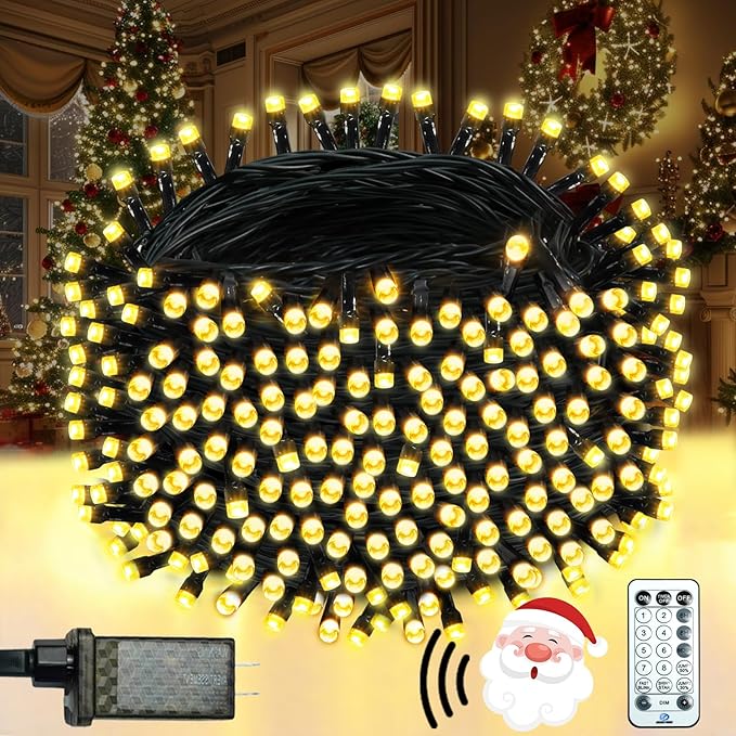 Voice Control 88ft 240LED Smart Christmas String Lights Outdoor/Indoor | String Lights Plug in with Remote, 12Modes, 7Voice Commands & Timers, Christmas Twinkle Light for Xmas Tree Decor (Warm White)
