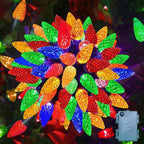 50 LED C6 LED Christmas Lights 16.4Ft C6 Christmas Lights Battery Operated C6 Christmas Lights Seasonal Lighting for Indoor Outdoor Xmas Tree Garden Patio Party Christmas Decor Multi-Color