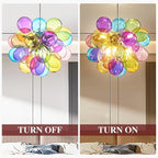 Longree Mini Bubble Ball Chandelier, Dia 20 inch Blown Multicolor Glass Pendant Light Fixture for Bedroom Study Bathroom Dining Room