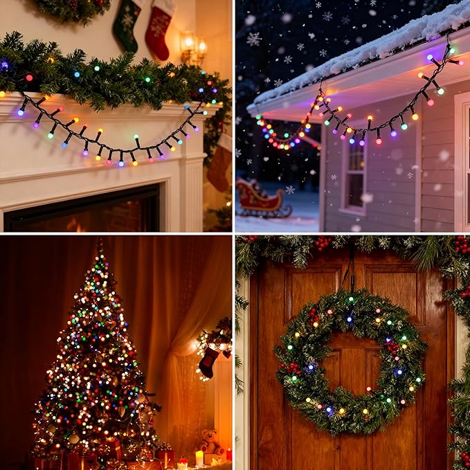 33FT 500 LED Christmas Lights Plug-in, Mini Globe Lights Outdoor Indoor with 8 Modes for Bedroom Party Wedding Garden Christmas Tree Deco(Multicolor)