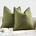 MIULEE Pack of 2 Moss Green Decorative Pillow Covers 26x26 Inch Soft Chenille Luxurious Couch Throw Pillows Farmhouse Cushion Covers Euro Shams with Elegant Design for Sofa Bed Living Room Home Decor