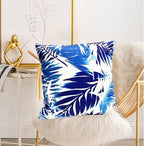Decorative Throw Pillow Covers Set of 2 Blue Leaves of Tropical Pillow Covers 18x18 inch Soft Short Plush Square Throw Pillows,Farmhouse Outdoor Pillow Covers for Couch Sofa Living Room