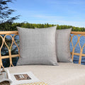 Kevin Textile Pack of 2 Outdoor Waterproof Pillow Covers Throw Pillow Covers Decorative Pillowcases Checkered Weaving Linen Pillow Cases for Sofa Couch Patio Garden 24x24 Inch Grey