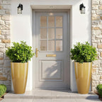 QCQHDU 21 inch Tall Planters for Outdoor & Indoor Plants, 2 Pack Sturdy Plant-Flower-Tree Pots for Front Porch Patio Deck Living Room Decor, Golden