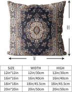 Snycler Boho Throw Pillow Covers 18x18 inch Set of 2 Black Medallion Border Area Rug Double Sided Pattern Cotton Soft Pillow Case Cushion Cover Pillowcase for Couch Sofa Bed Decorative